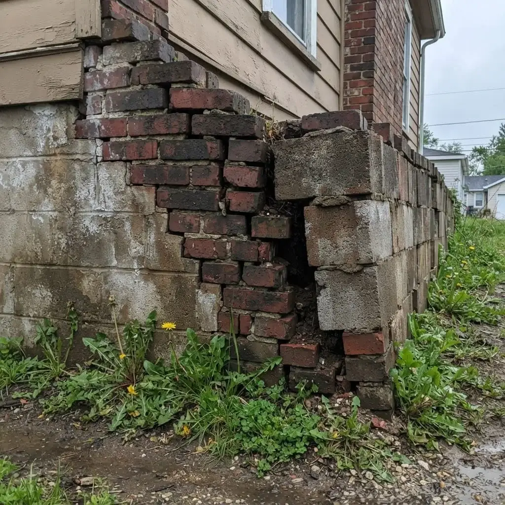 Cracked foundation in a former coal region home