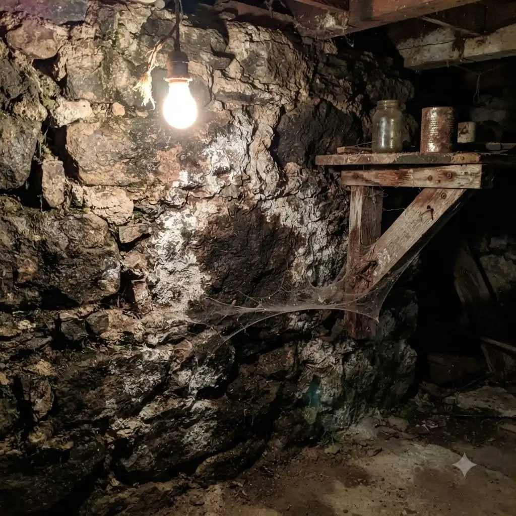 Old stone foundation wall in a Scranton basement